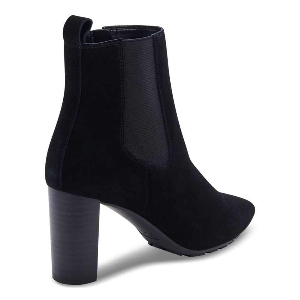 AQUA COLLEGE Womens Black Katlyn Pointed Toe Stacked Heel Suede Booties 9.5 M - Picture 2 of 4